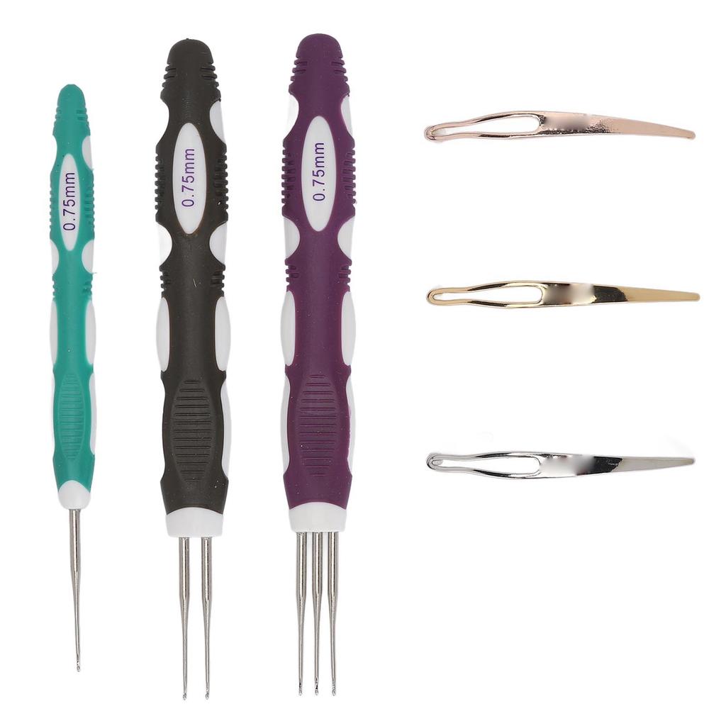6pcs 0.75mm Dreadlocks Crochet Hook Tool for Hair Weaving 1 2 3 Hooks Dreadlock Interlocking Tool