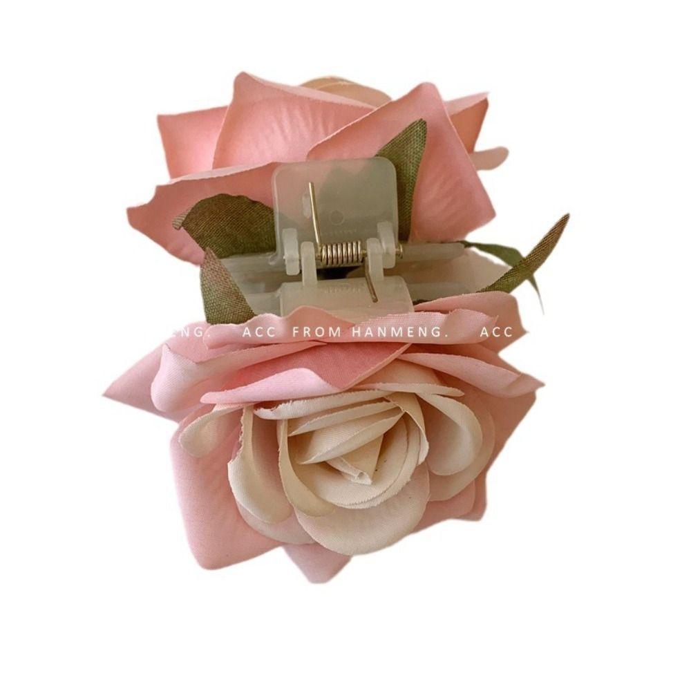Cloth Rose Hair Clip Peony Flower Large Shark Clip Cute Flower Hair Claw Girl