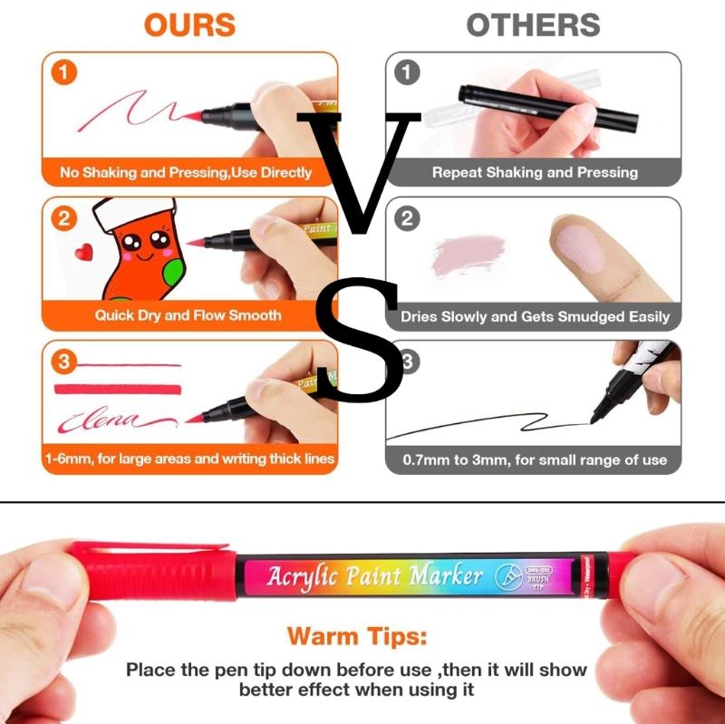 30 шт. Акриловый маркер Художественный маркер 30 цветов Кисть для DIY Роспись обуви, сумки на бумаге, камне, дереве, стекле, холсте