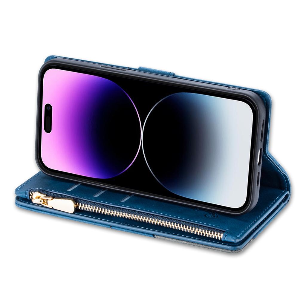 For iPhone 16 Pro Case Color Splicing Anti-Drop Leather Wallet Phone Cover