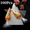 100Pcs DIY Candy Bag Wedding Favors Birthday Party Decoration Sweet Cellophane Transparent Cone Storage Bag