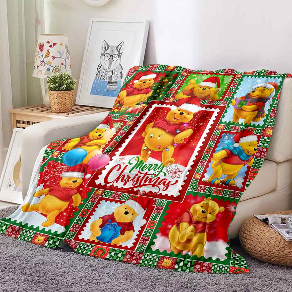 1Pc Christmas Winnie Pooh Blanket Soft And Comfortable Casual Warm Camping Travel Christmas Halloween Xmas Gift M924572