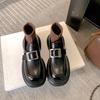 Лоферы на толстой подошве и толстом каблуке, женский стиль, весенние новинки, увеличивающие рост, черные универсальные одинарные туфли, ретро маленькие кожаные туфли
