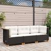 VidaXL Garden Sofa with Cushions 3-Seater Black Wicker, Outdoor Sofa, Garden Seat, Garden Sofa 365917