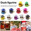 Duck Ornament Squeaky Car Dashboard Decoration Set Funny Yellow Duck Figure with Cowboy Hat Sunglasses Golden Chain Decor