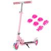 SFUN Kick Scooter for LED Easy To Load Capacity Birthday Gift Kids, Light-Up Wheels, 3-Level Adjustable, Assemble, Foot-Operated, 80kg, (Pink)
