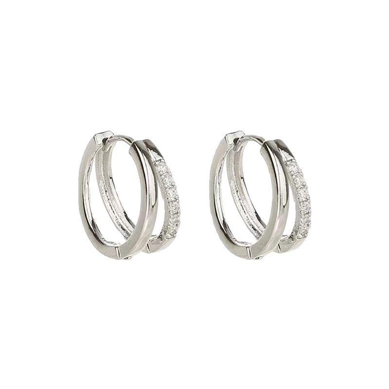 Изысканные циркониевые каффы - Женские роскошные симметричные серьги-кольца с двойным слоем