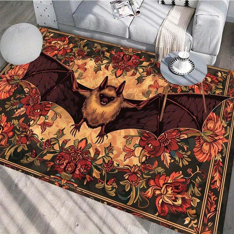 Готический ковер с цветочным принтом летучей мыши - Домашний декор, Большой ковер с противоскользящим покрытием для гостиной, спальни, офиса, ванной комнаты, придверный коврик