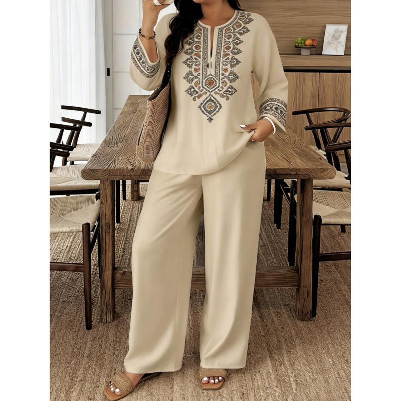 Women's Wholesale Long Sleeve Lace Flower Long Sleeve Ethnic Style Women's Hot Selling Set