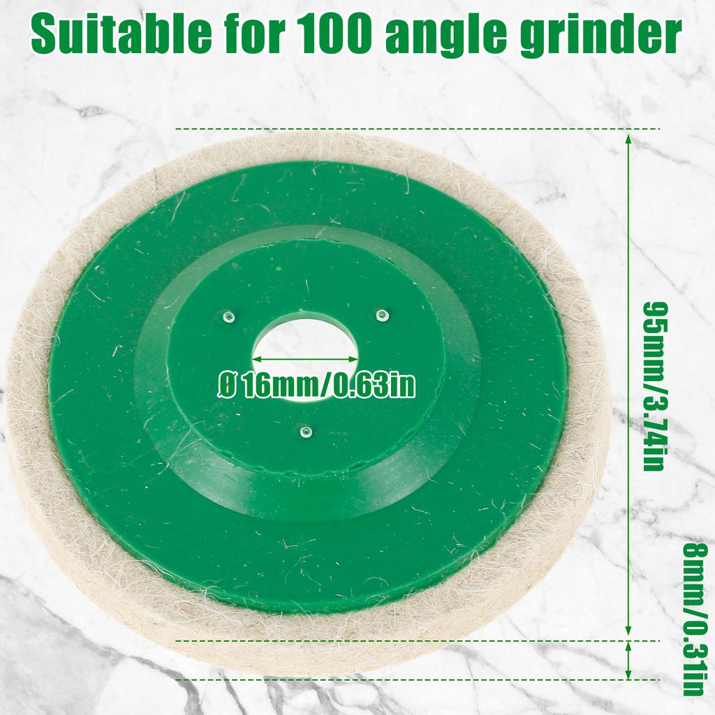 Шерстяной полировальный круг, диск 95 мм, полировальный круг, 1-10 шт., шерстяные полировальные круги, полировальный круг для угловой шлифовальной машины