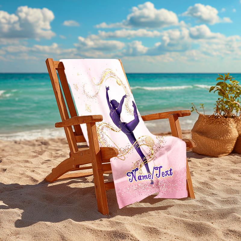 1PC Custom Name Gymnastics Art Dance Performance Beach Towel Highly Absorbent And Sand-Resistant Towel for Swimming, Pool, Yoga, And Travel Lightweigh
