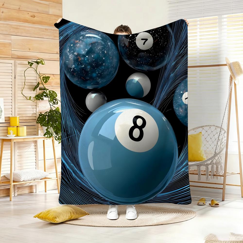 Vintage Billiards Graphic Throw Lightweight 240g Flannel Blanket Soft Skin-friendly for Summer Cooling