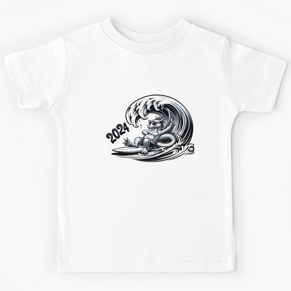 Surfing Dragon Welcomes 2024 - chinese new year 2024 Kids T-Shirt