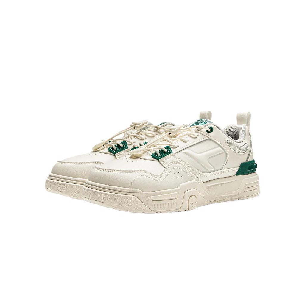 Li Ning YOUNG Sportlife Synthetic Leather Comfortable Abrasion Resistant Low top Kids Lifestyle Shoes Ivory Kids' YKCU124-13