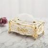 [Коробка для салфеток с узором розы] Роскошная коробка для салфеток с золотым покрытием - Узор розы, Европейский и американский стиль - Подходит для разных комнат и случаев