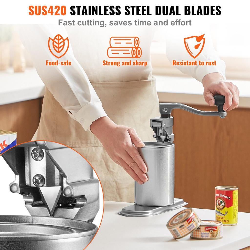 Commercial Can Opener, Heavy-Duty Manual Tabletop Cans Opener for Cans Up to 300 mm Height, Height-Adjustable Can Openers Fixed with Screws & Table