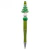 12PCS Red Green Christmas Bead Ballpoint Pen, Santa Claus Snowman Pine Tree Rotating Black Pen,Student Writing Stationery Office Signature Pen Supplie