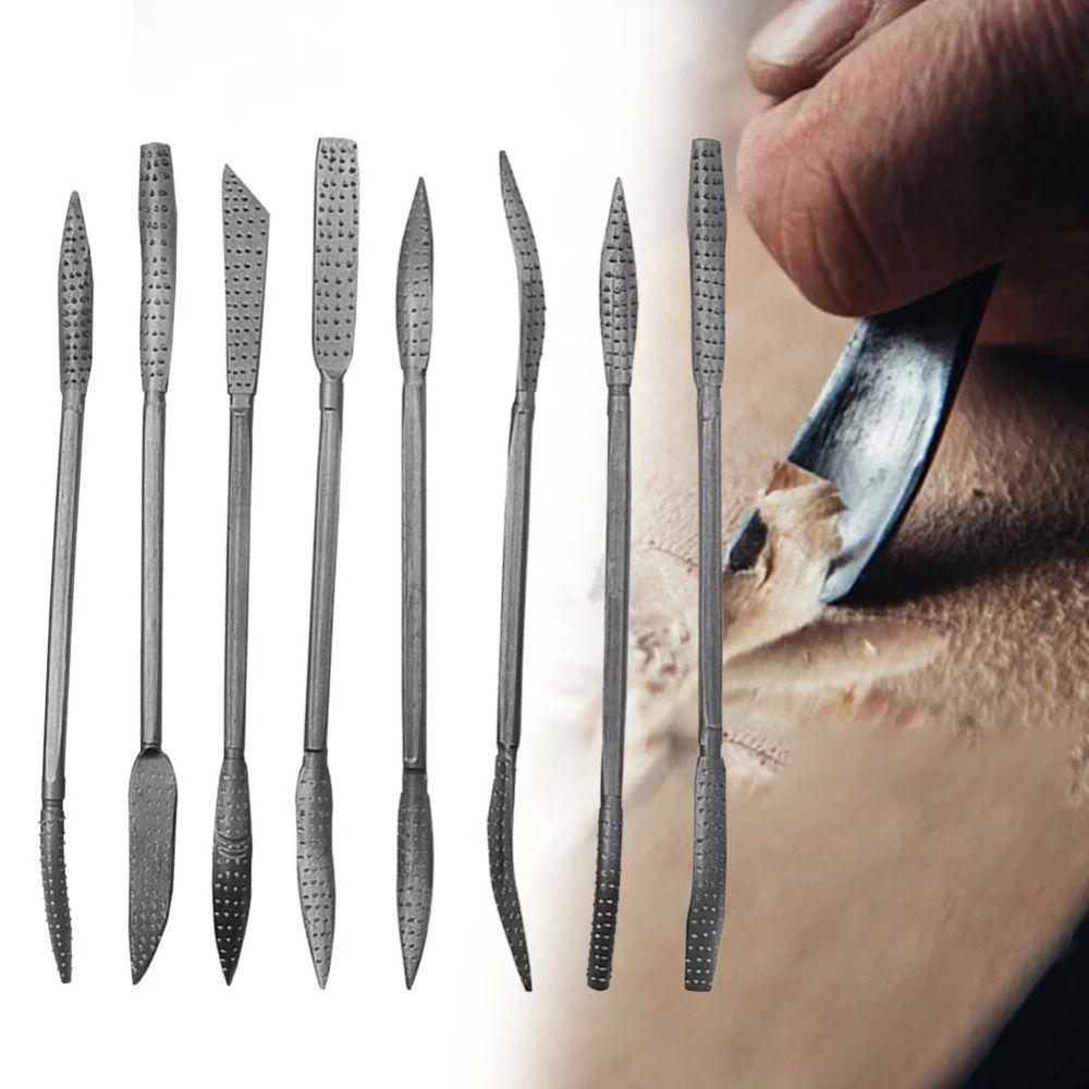 Набор из 8 профессиональных двухсторонних риффелей, напильников-рашпилей по дереву, грубых риффелей, для деревообработки и шлифовки