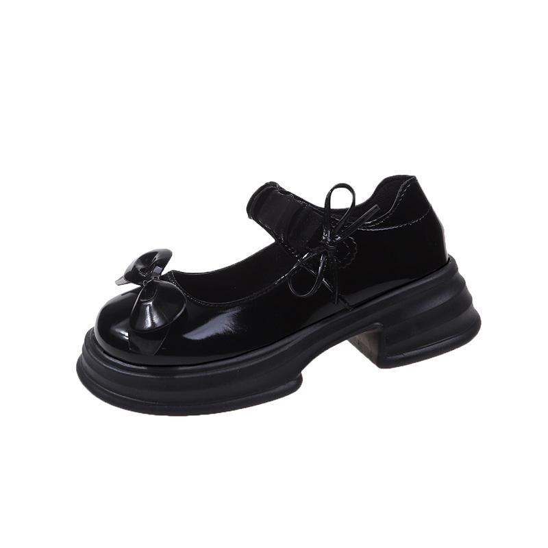 Coarse heel black small leather shoes women's 2025 new spring and autumn Japanese jk college style thick sole shallow mouth Mary Jane single shoes