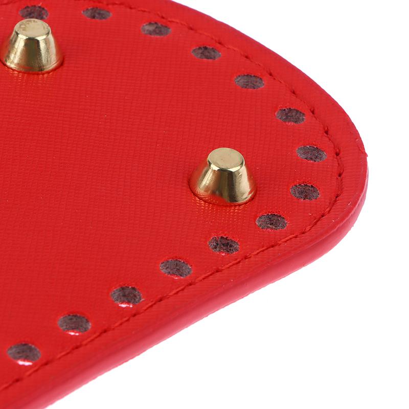 1Pc 8X18Cm Oval Long Bottom For Knitted Bag Pu Leather Bag Handmade Bottom With Holes Diy Crochet Bag Bottom Accessories