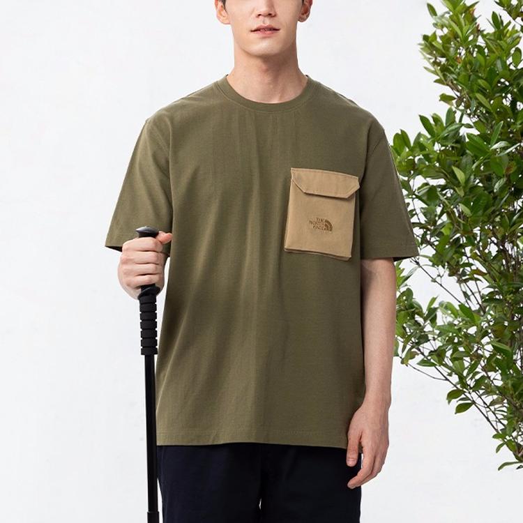 THE NORTH FACE T Shirts Men's Green Crew Neck Moderate Straight Fit NF0A4U92-7D6