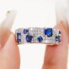 Newly Women Rings Blue/Crystal Cubic Zircon Silver Color Rings for Wedding Engagement Party Modern Fashion Female Jewelry