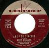 7inch Record ANDY WILLIAMS - Are You Sincere 1340 CADENCE 1957 US Jazz Used