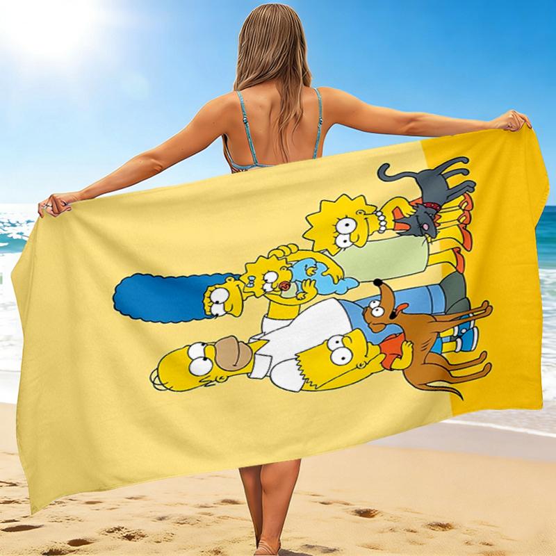 1Pc Simpson Family Portrait Beach Towel, Quick Dry, Multi-Use for Beach Pool Gym Yoga Home Travel, Christmas, Halloween, Xmas Gift S865