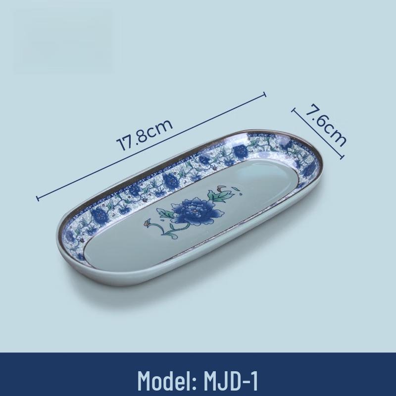 Wuhe Azure Peony Square Melamine Dinner Plate