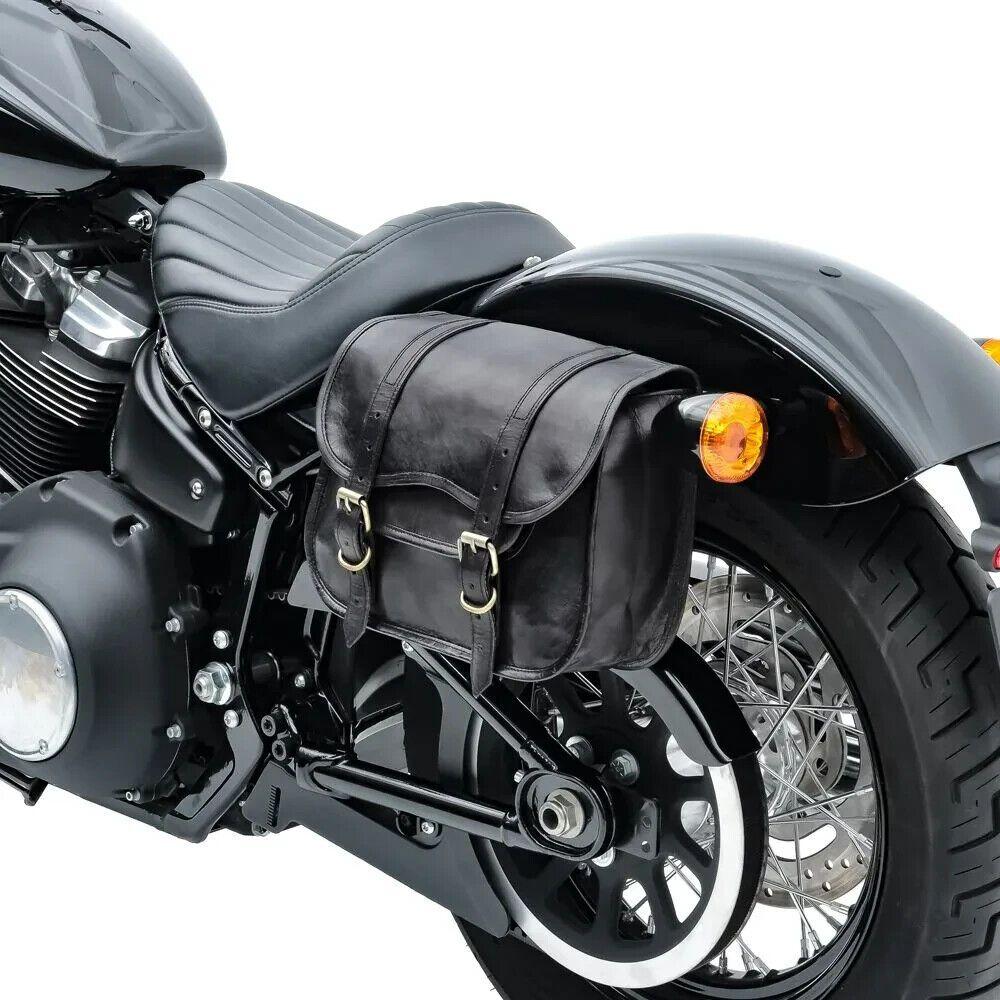 Черные кожаные винтажные седельные сумки, боковая сумка для велосипеда - Bullet Bag