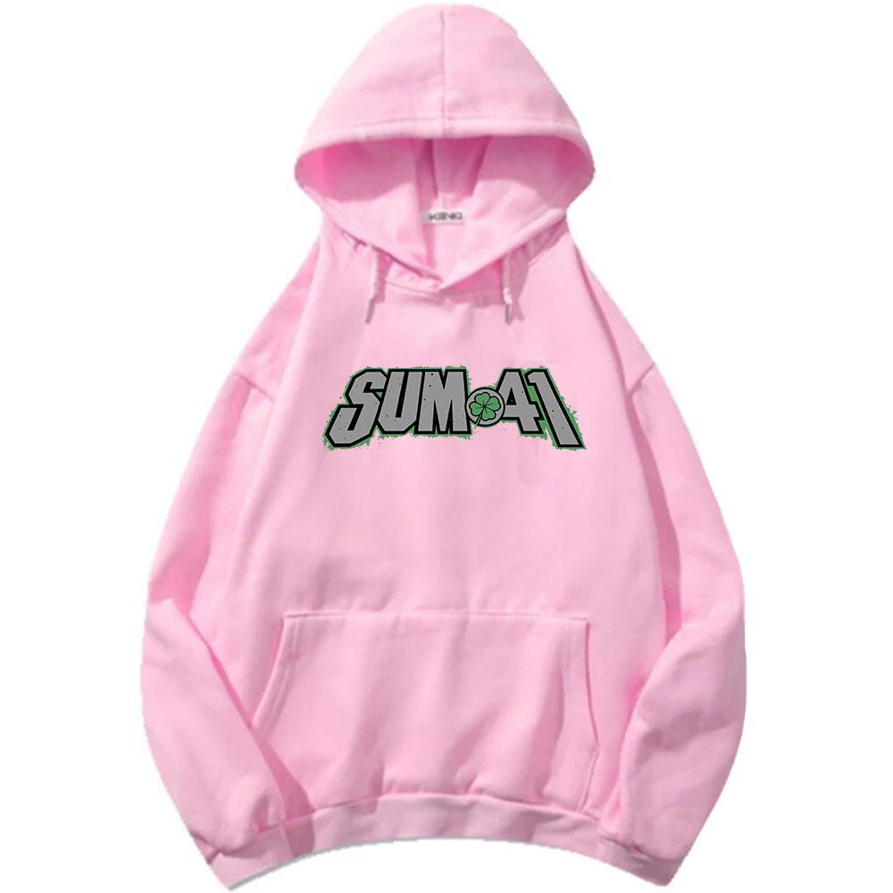 Men Women Sum41 Clover Graphic Hoodie Long Sleeve Pullover Hooded Sweatshirt Rock Band Streetwear Casual Couple Sudadera Tops