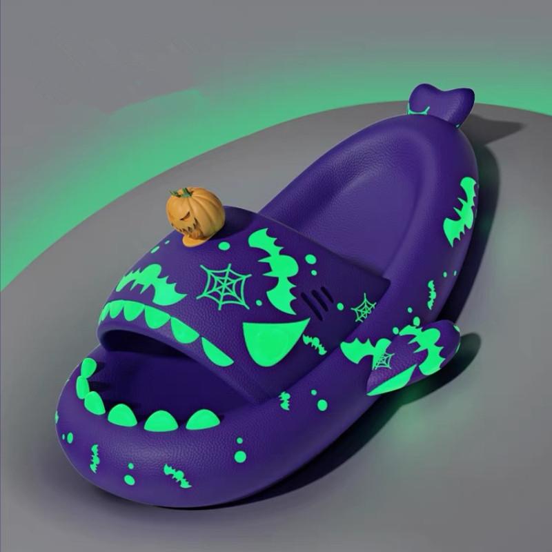 Модные ночные светящиеся тапочки-акулы для женщин и мужчин, домашняя уличная обувь, рождественский стиль Хэллоуина, парные летние сандалии, тапочки на платформе