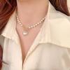 1Pc Pearl Necklace Sweet Heart Shaped Pendant Simple Girl's Gift Ins OT Buckle Collarbone Chain Jewelry Imitation Pearl