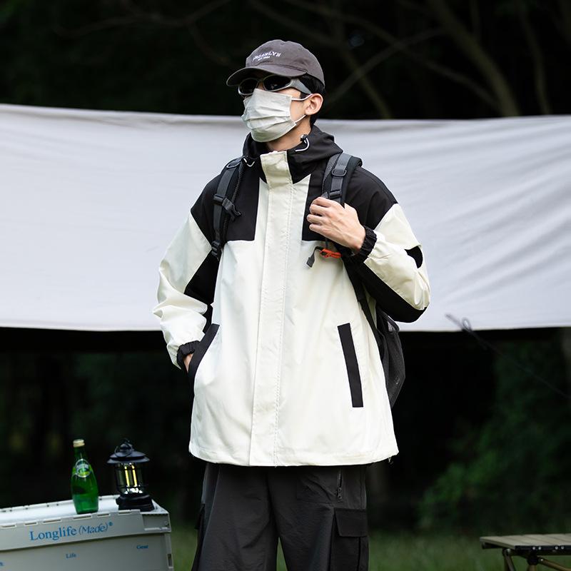 Mountain Couple Jacket Spring and Autumn Outdoor Casual Loose Color Matching Tooling Hooded Jacket Top