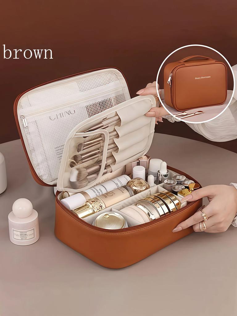 1 шт. Новая сумка для хранения косметики с бесплатным разделением для осени и зимы, большая вместимость, ощущение высокого класса, портативный дорожный косметический кейс
