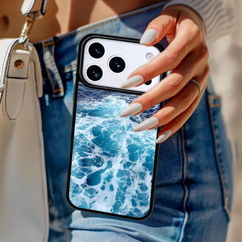 Синие Морские Волны Чехол для Телефона iPhone 17 Air 14 15 13 12 Max Чехол Для Apple 14 15 16 16e 11 Pro Max Plus Coque