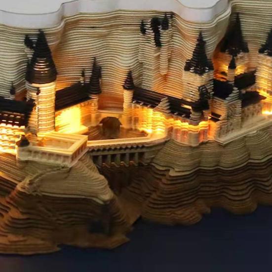 1 комплект, еженедельный календарь, креативный 3D календарь-замок со светодиодной подсветкой, резьба по бумаге, художественный настольный календарь для украшения дома