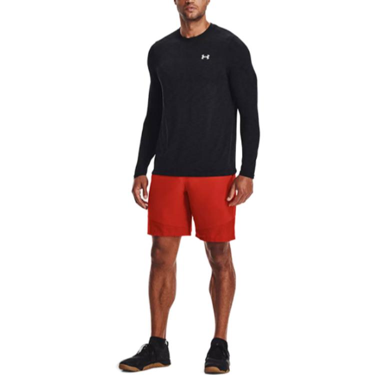 Under Armour Твердый пуловер с круглым вырезом, спортивная быстросохнущая компрессионная футболка с длинным рукавом, мужские топы, черные 1359873-001