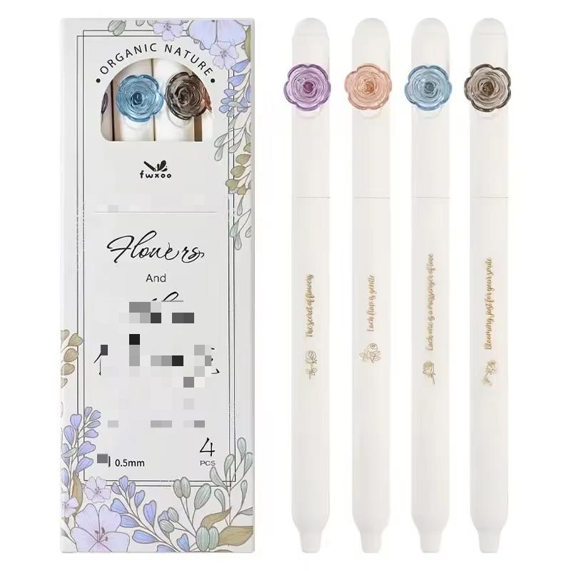 4 шт. INS эстетическая градиентная гелевая ручка с бабочкой для декора, милые девушки, журнал для записей, ручка для экзамена, кавайные канцелярские принадлежности для школы