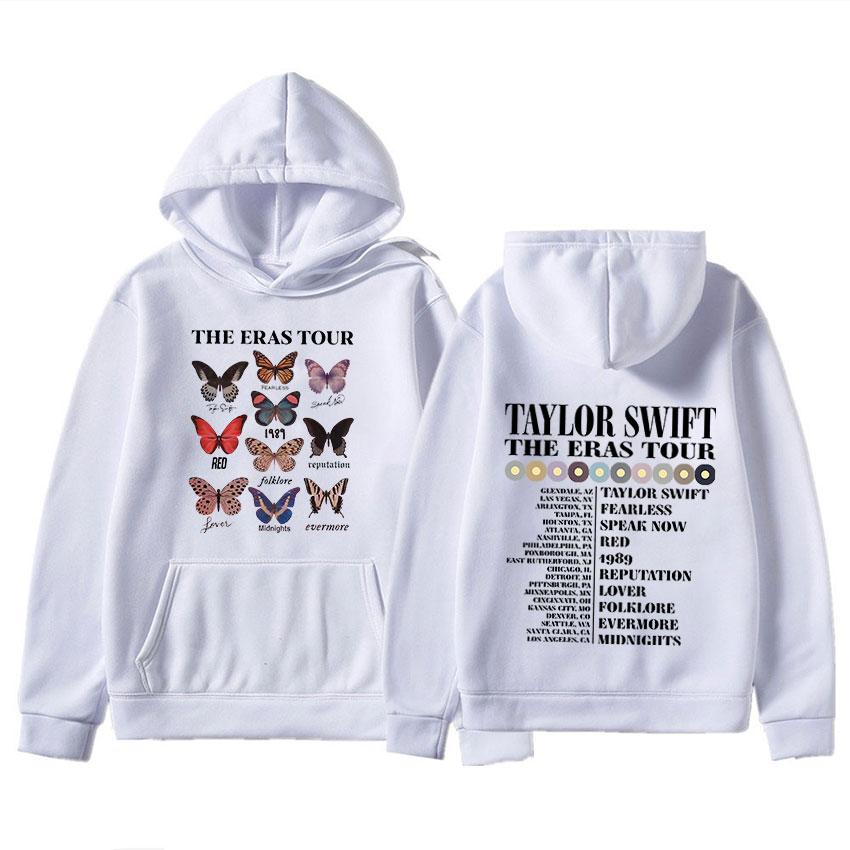 2023 Ретро Taylor The Eras Tour Толстовка с принтом бабочки Хип-хоп Уличная толстовка с капюшоном унисекс Женская модная толстовка с капюшоном для унисекс
