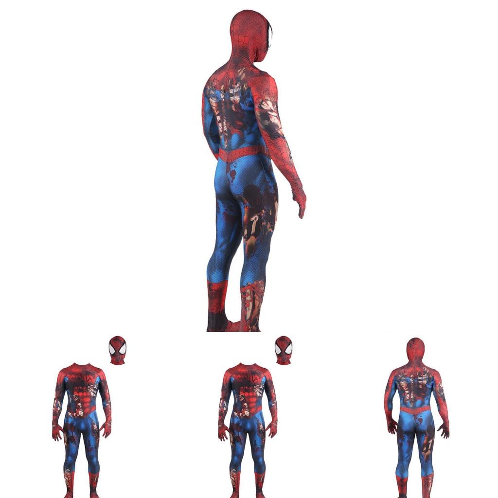 Halloween Spiderman Jumpsuit Exquisitely Made With Blue And Red Spandex Perfect For Costume Parties And Fancy Dress Events.