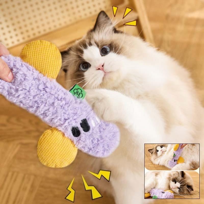 2 Pack Self-excited Cat Chew Toy, Bite Resistant Sounding Plush Kitten Toy, Teeth Cleaning Interactive Play Pet Supplies