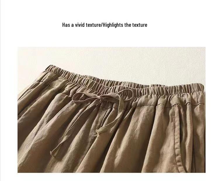 Хлопковые брюки гаремы с высокой талией и ретро застежкой-лягушкой - Легкие, эластичные, с завязкой на талии, свободного кроя для весны/лета