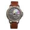 Мужские часы со скелетом и ремешком из натуральной кожи, водонепроницаемые: Светящиеся Аналоговые Скелетные Кожаный Ремешок, Черный или Коричневый Кварцевый Механизм, Модные Часы -