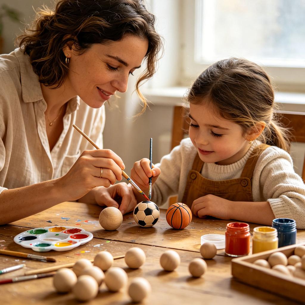 1-50Pcs Wood Ball Dia 6mm-75mm Wooden Primary Color Solids Round Wooden Ball Decoration DIY Home Painted Parts