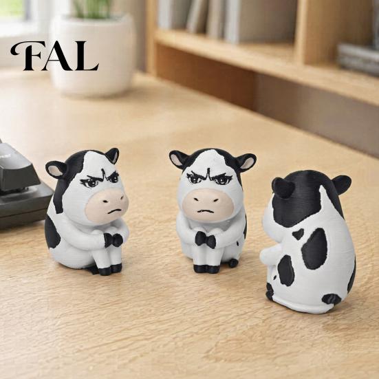 Настольный Декор Корова 3D Печатная Фигурка Молочного Скота, Мультяшная Статуэтка Коровы для Декора Стола, Украшение для Полки в Офисе, Мини-Скульптура для Домашнего Офиса, Подарок Животное