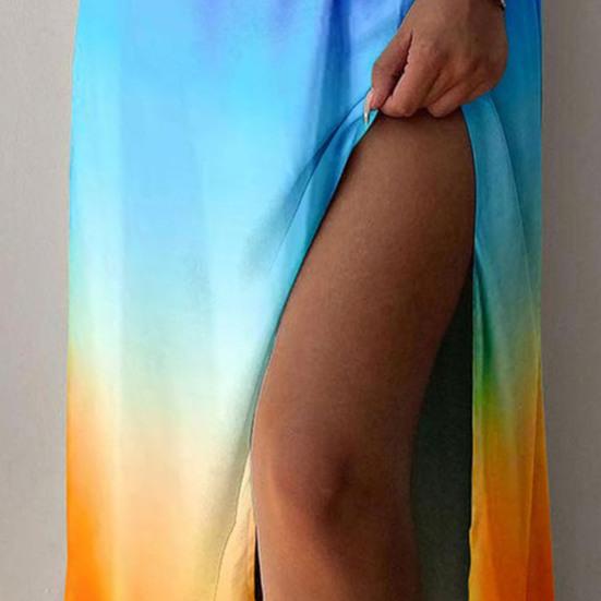 Платье женское с запахом, V-образным вырезом, разрезом по подолу, летнее, миди на бретелях с цветочным принтом