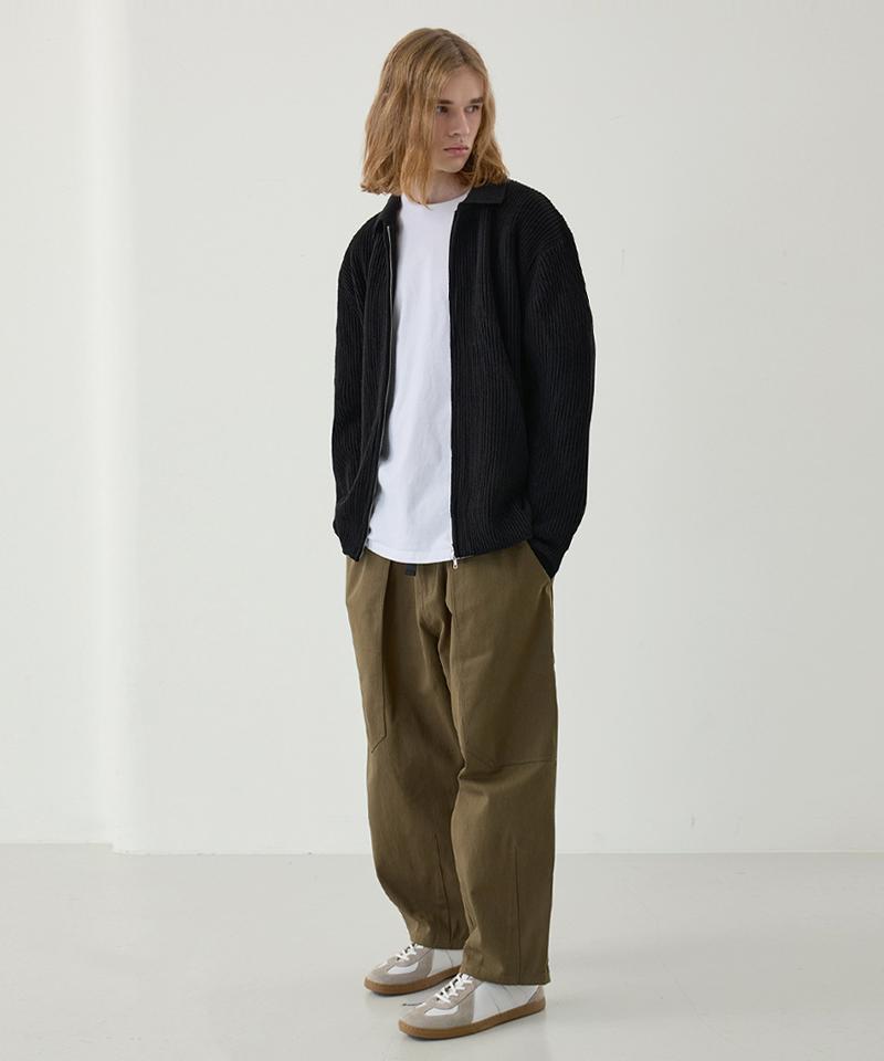 NODU Balloon Strap Cotton Pants [Khaki]