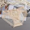 "Low Waist French Lace Satin Mesh Transparent White Panties for Women"