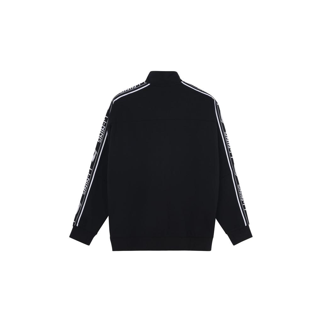 Li-Ning Футбольная серия с вышитым логотипом и воротником-стойкой на молнии, мужская верхняя одежда, черная AFDS433-1